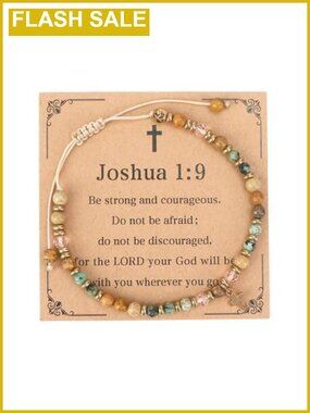 Cross Bracelet Wooden Beads Gemstone Crystals Christian Gift